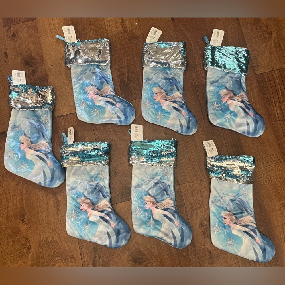 7 NWT flip sequin Disneys Elsa frozen 2 Christmas stockings blue silver